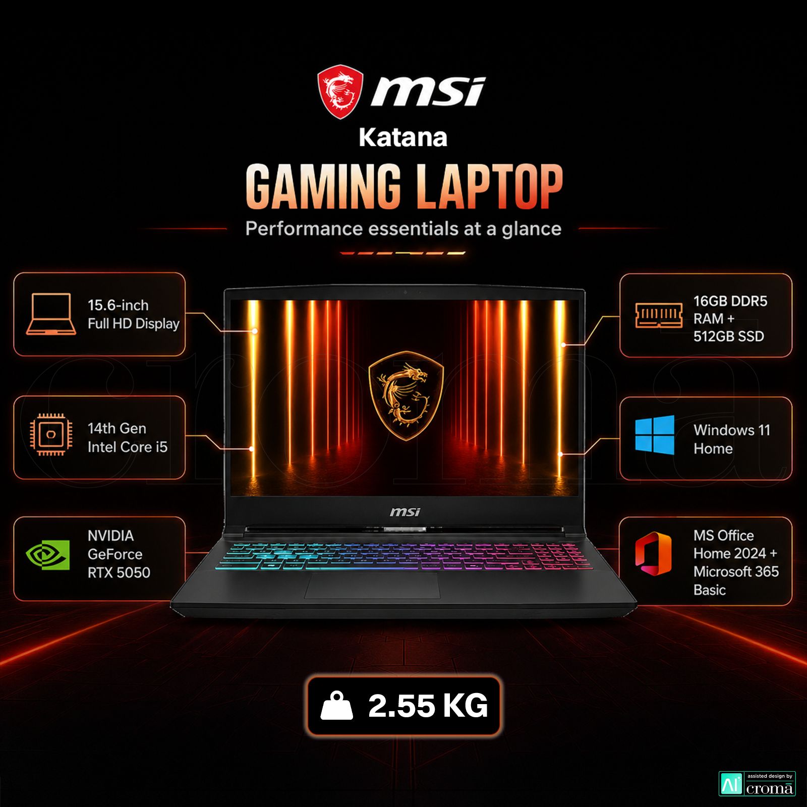 Buy MSI Katana 15 HX B14WEK-642IN Intel Core i5 14th Gen Gaming